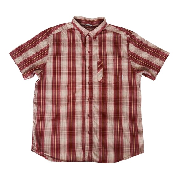 Columbia Omni-Wick Button Up Short Sleeve Shirt Red Plaid Mens Large - Picture 1 of 7